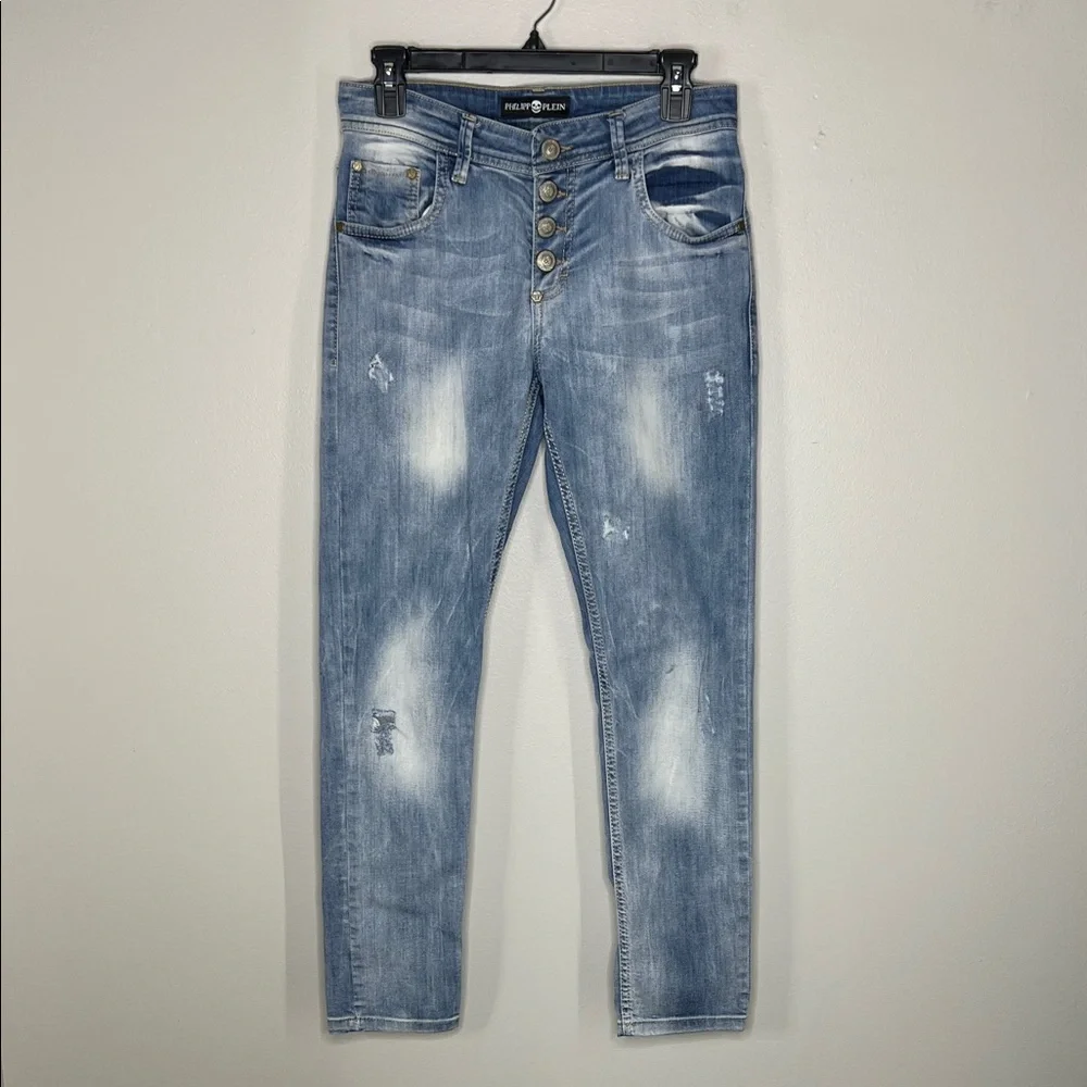 Philipp Plein Distressed Light Wash jeans size 27